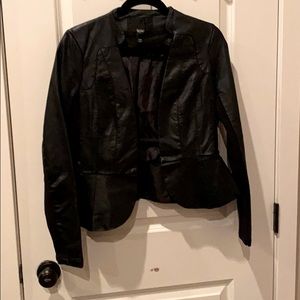 Black faux leather blazer